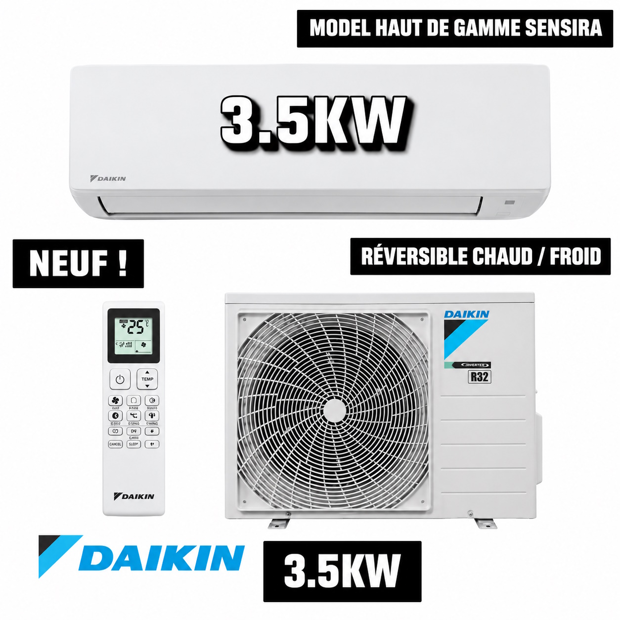 Climatiseur mono-split Daikin Sensira 3500W